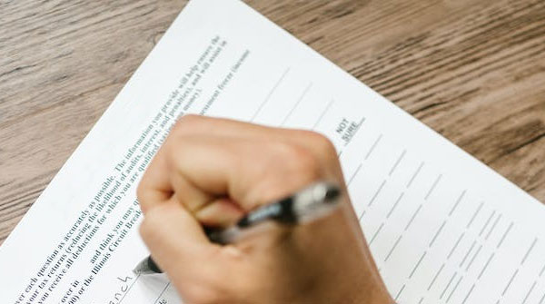 Filling out a form by hand